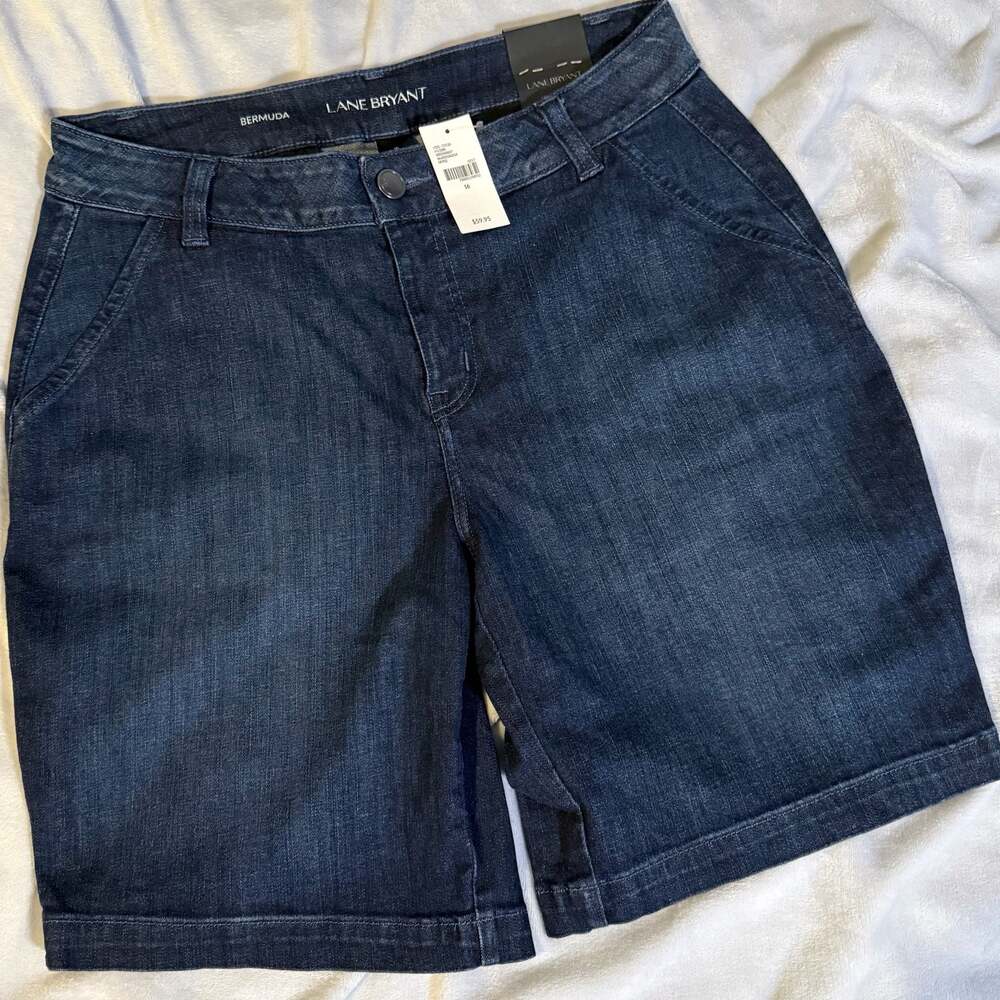 Lane Bryant Women's Dark Wash Denim Bermuda Shorts Size 16 New